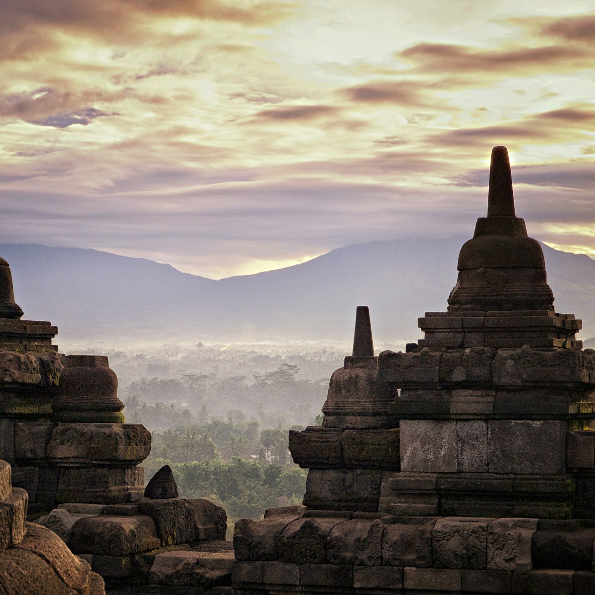 Morning in Borobudur Temple