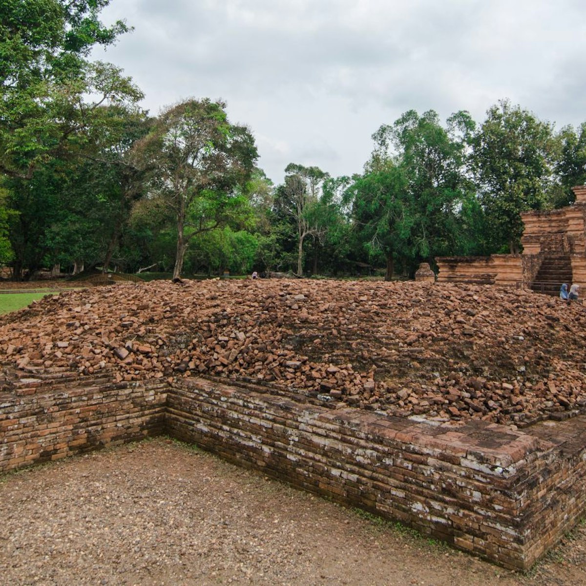 jambi, September-2018,View of Candi Muara Jambi complex on a cloudy day. Candi Muara Jambi is a Buddhist temple complex located in Jambi province - indonesia