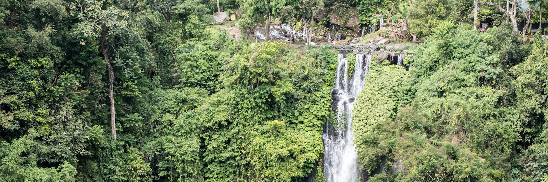 High-angle view of Sekumpul waterfall.