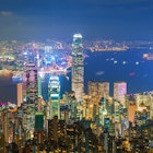 Hong Kong city skyline from Victoria peak, China